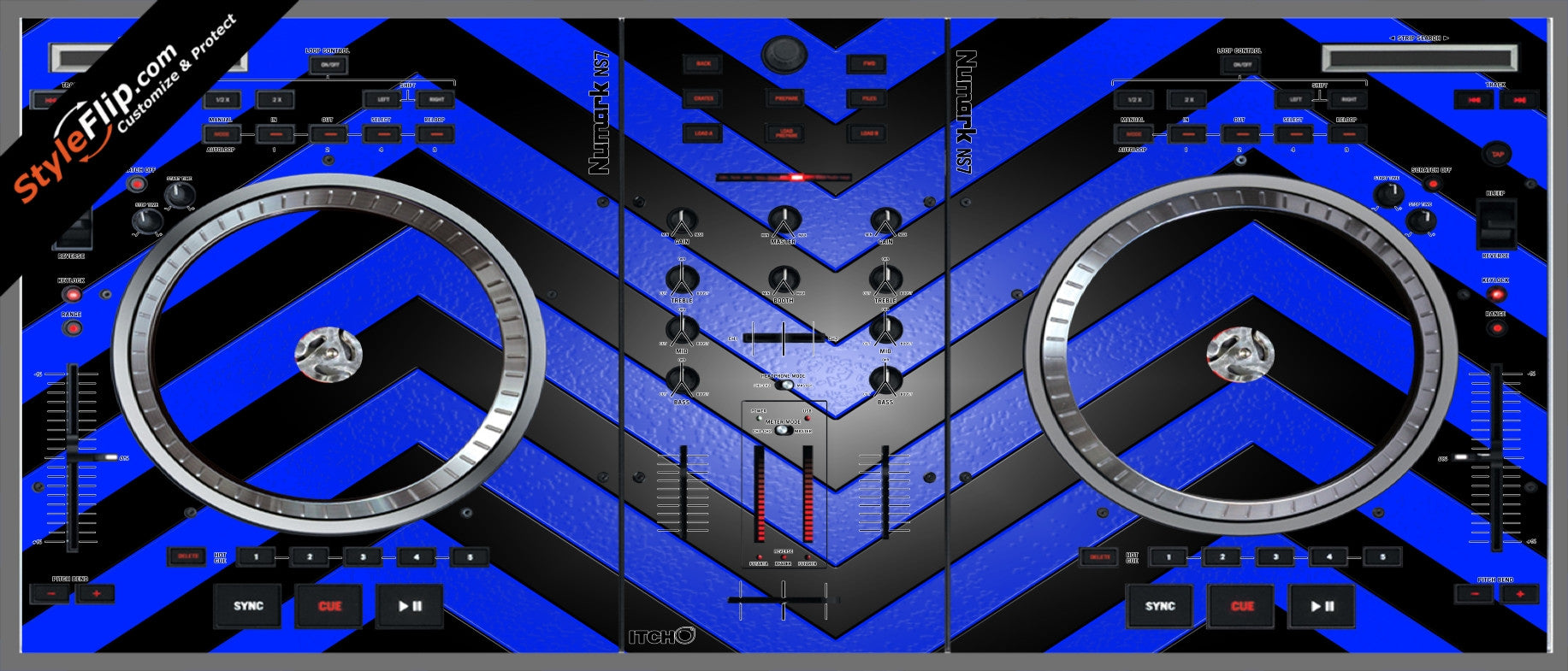 Black & Blue Chevron Numark NS-7