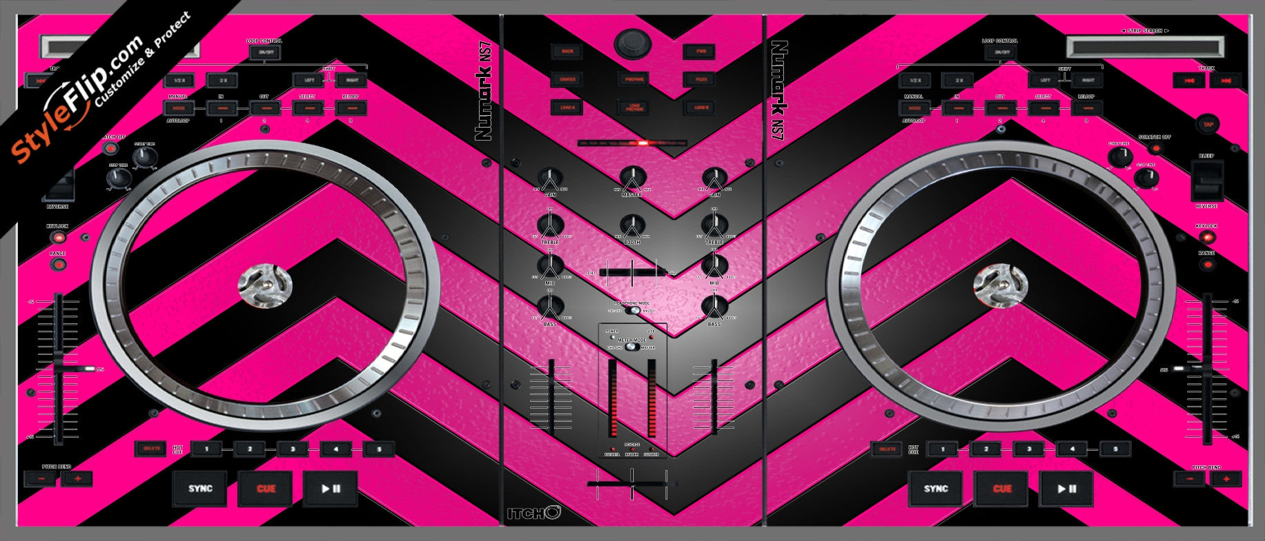 Black & Hot Pink Chevron Numark NS-7