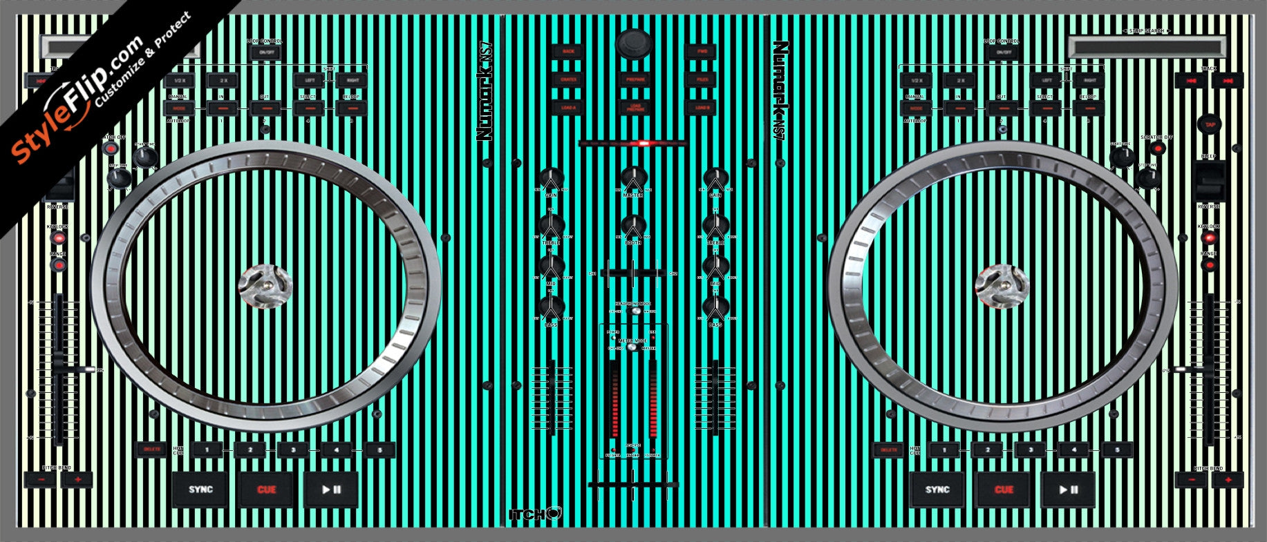 Teal Stripes Numark NS-7
