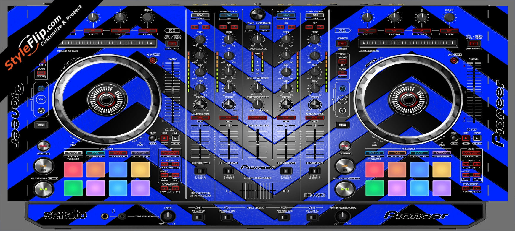 Black & Blue Chevron Pioneer DDJ-SX2