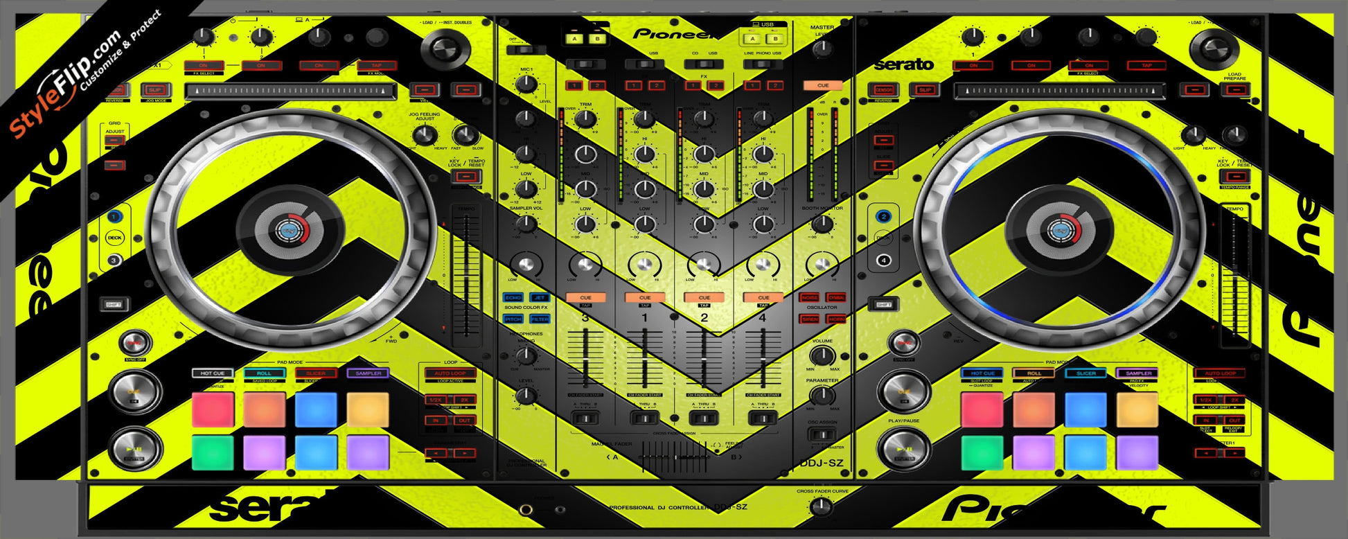 Black & Yellow Chevron Pioneer DDJ-SZ