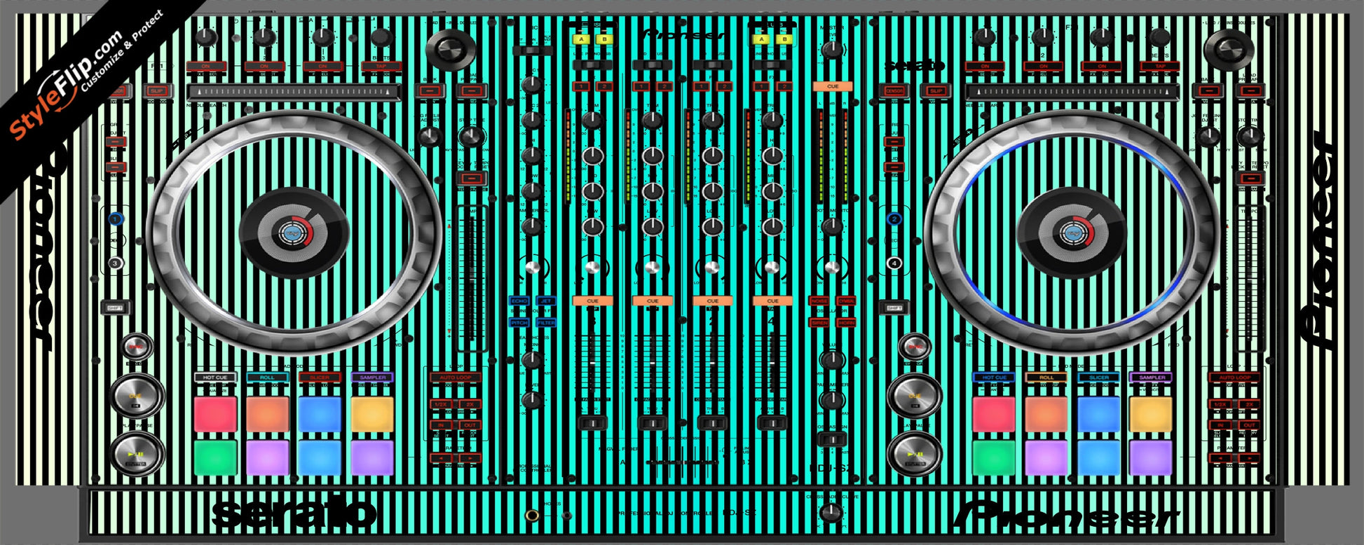 Teal Stripes Pioneer DDJ-SZ